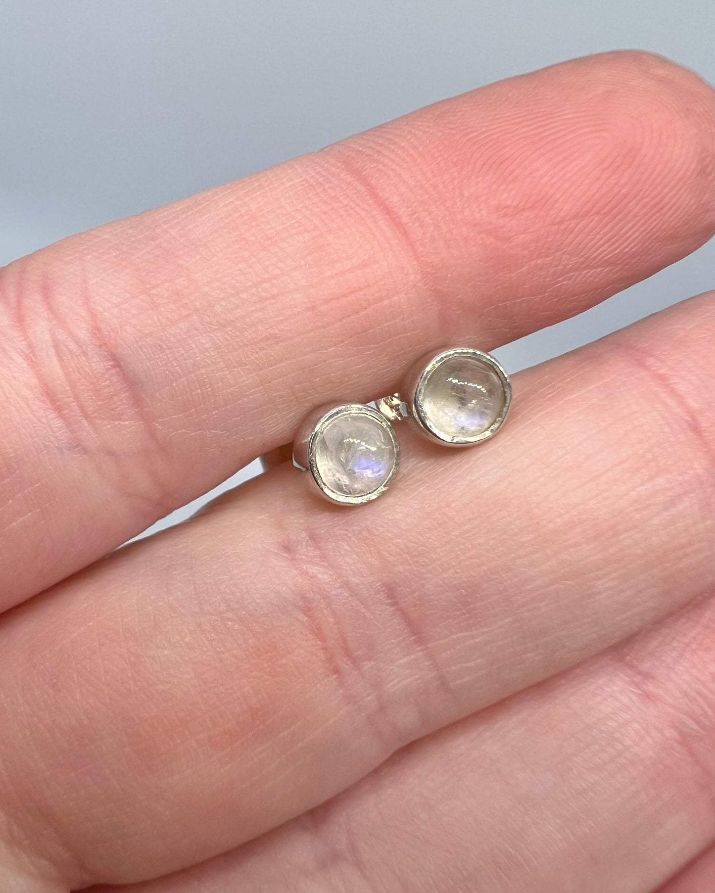 White moonstone studs