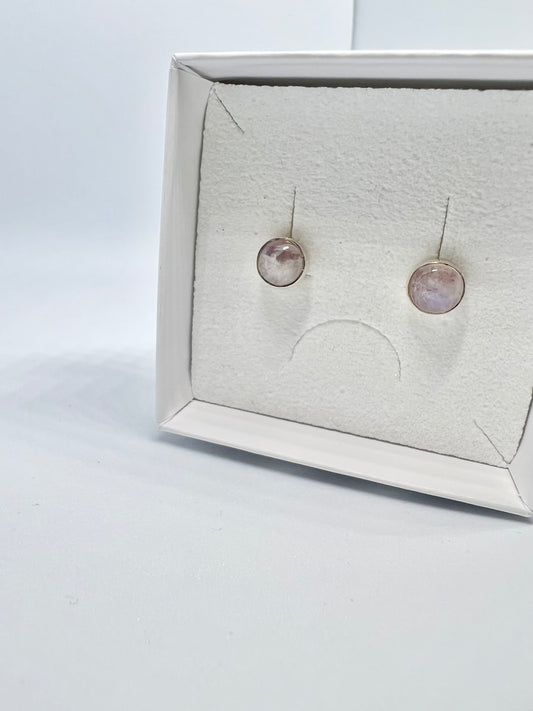 Pink moonstone studs