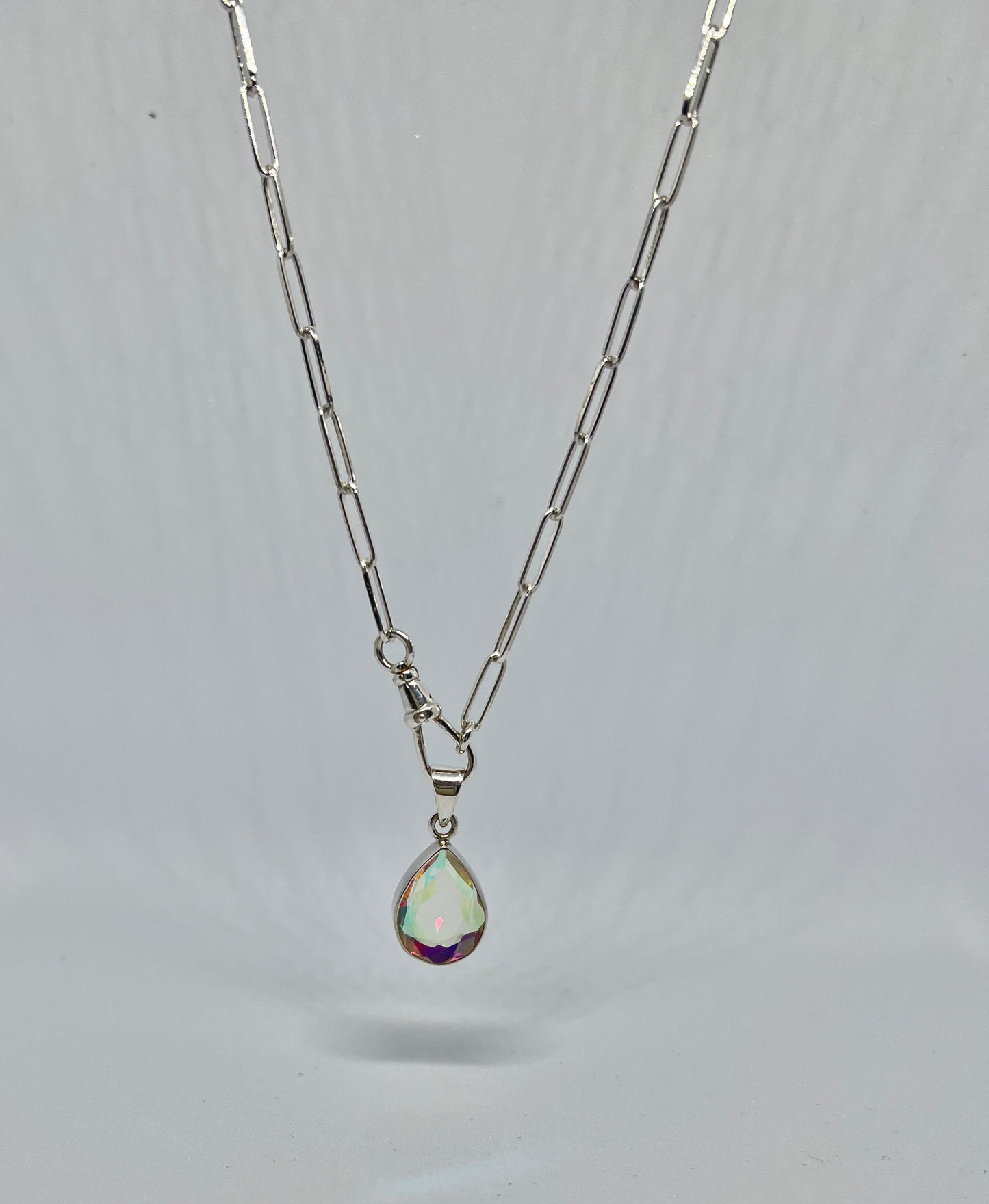 White mystic teardrop necklace