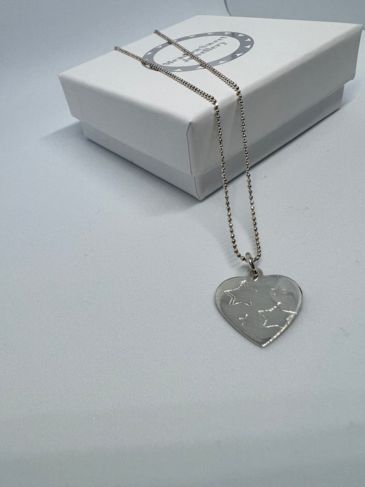 Heart necklace with stars
