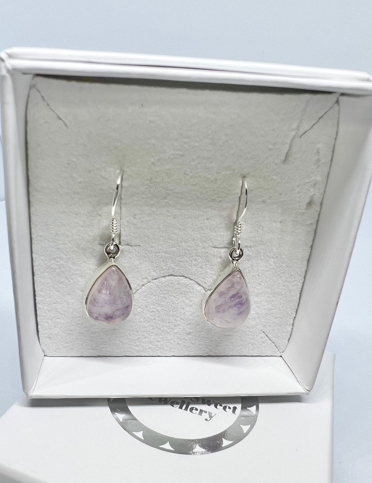 Pink moonstone dangle earrings