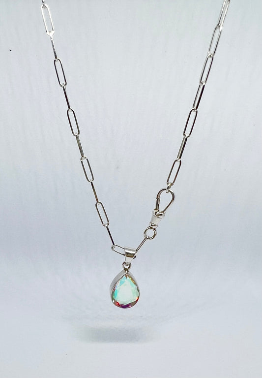 White mystic teardrop necklace