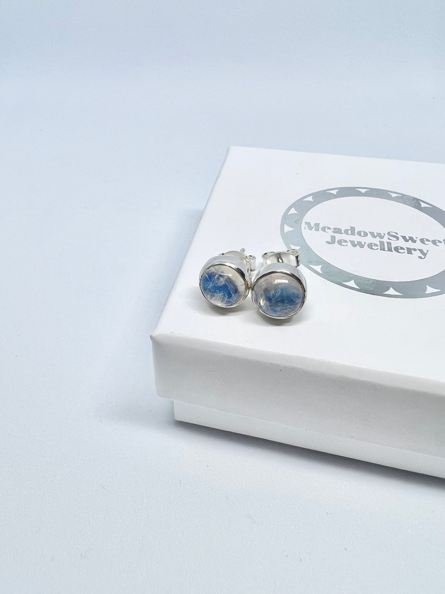 Blue moonstone studs