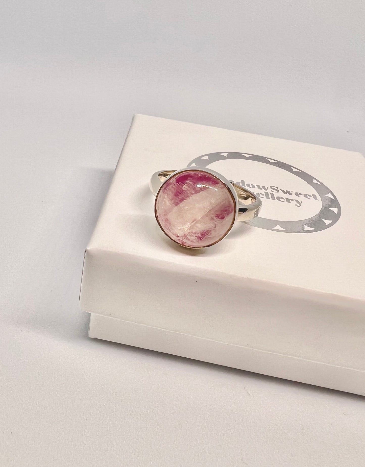 Pink moonstone ring