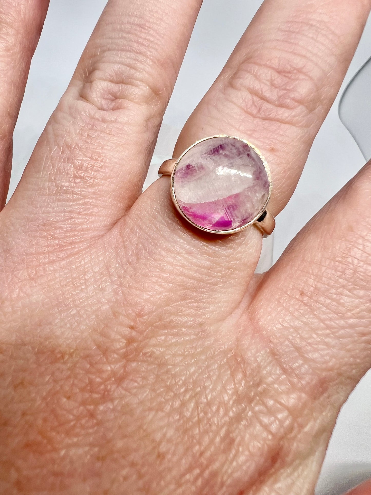 Pink moonstone ring