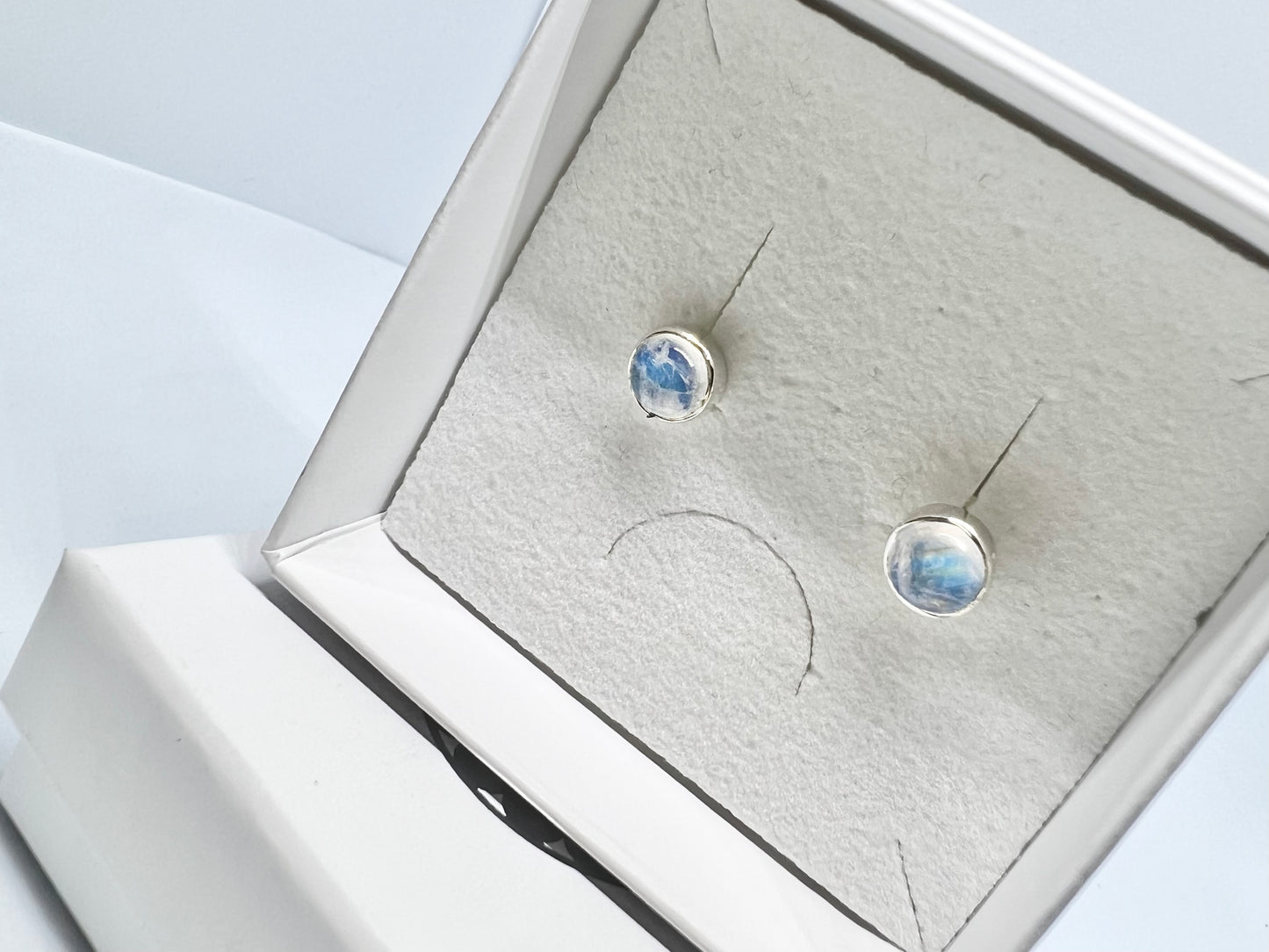 Blue moonstone studs