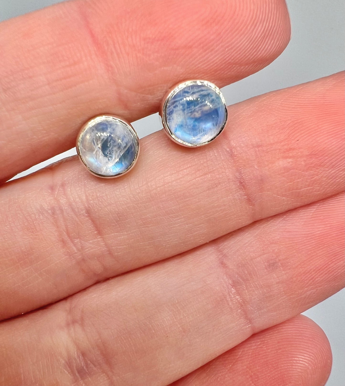 Blue moonstone studs