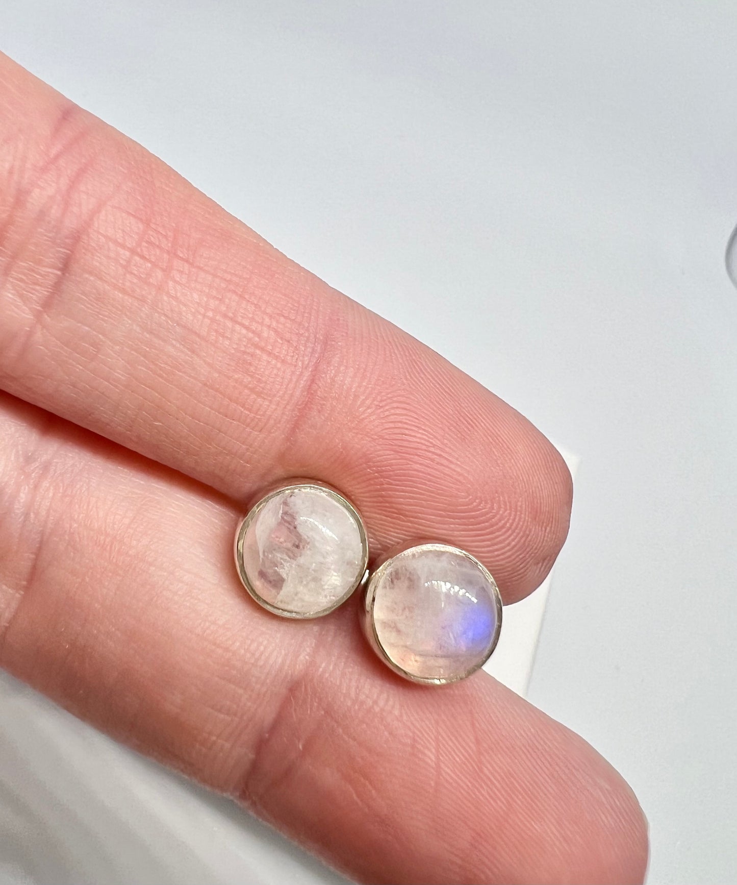 Pink moonstone studs